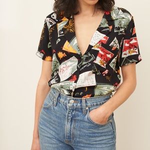 NWT Reformation Cuba top postcards print, size Sm